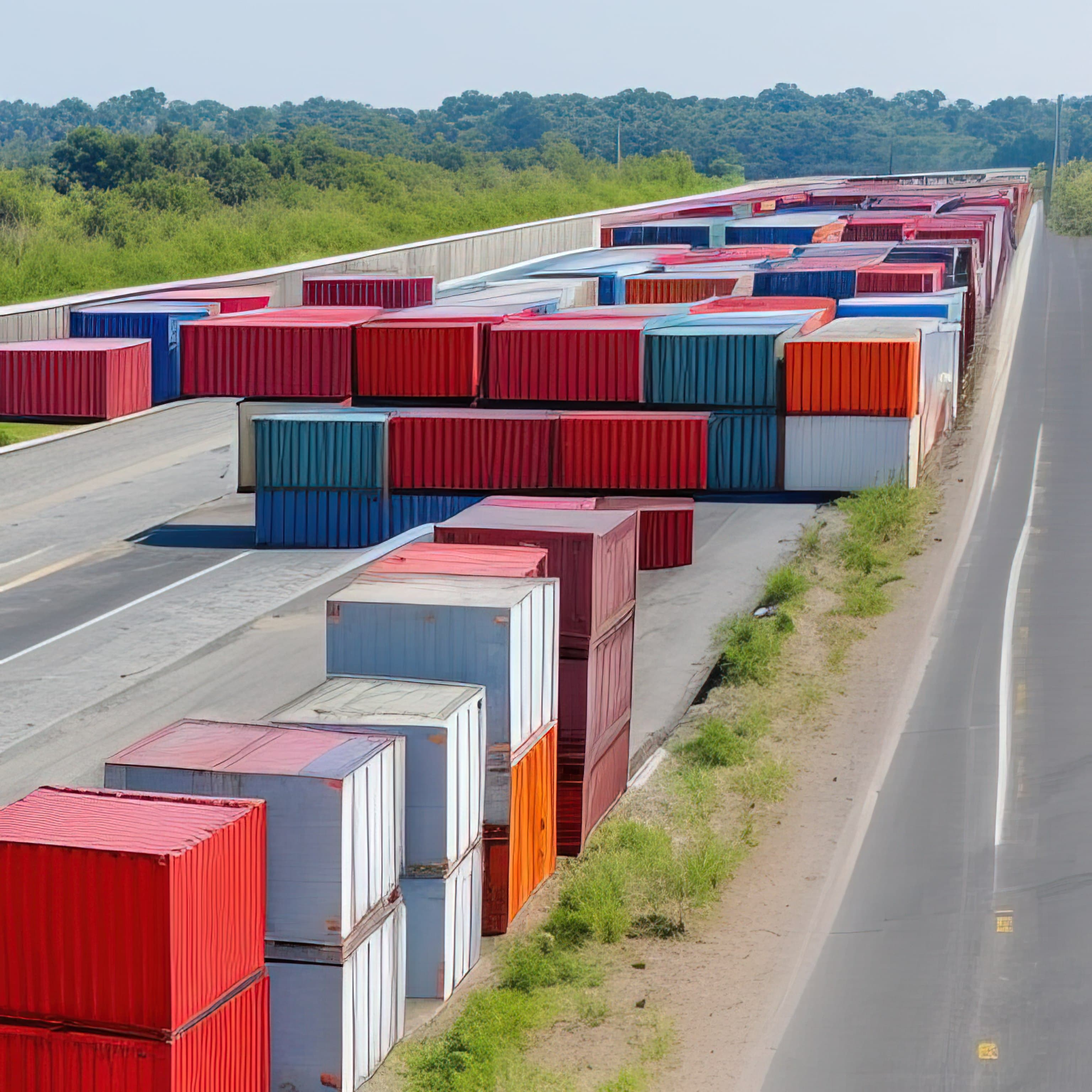 Freeway Shipping Containers — authored generative art by Benji Friedman